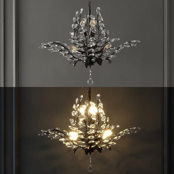 Diantha 28.5" 7-Light Contemporary Bohemian Iron/Acrylic LED Pendant - JONATHAN Y